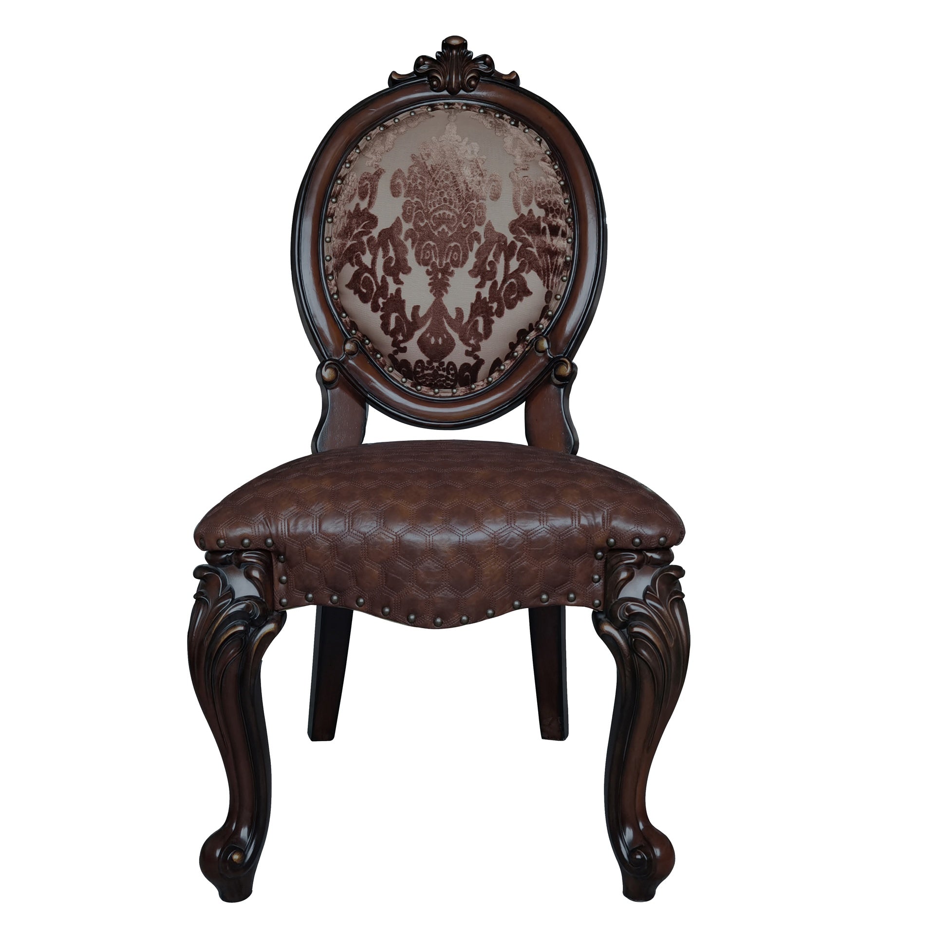 Brown and Cherry Oval Back Side Chairs (Set of 2)