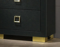 Modern Contemporary Style 1pc Chest Gold Square Handles And Metal Legs Centre Glide English Dovetail Drawers Black Finish Bedroom Furniture