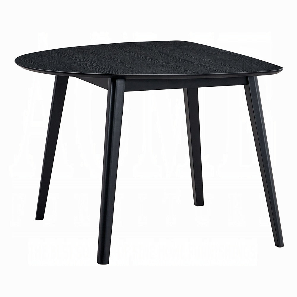 Contemporary Black Finish Dining Table 1pc Wooden Kitchen Furniture Unique Shape Tabletop