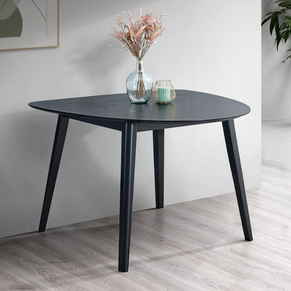 Contemporary Black Finish Dining Table 1pc Wooden Kitchen Furniture Unique Shape Tabletop