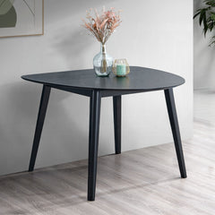 Contemporary Black Finish Dining Table 1pc Wooden Kitchen Furniture Unique Shape Tabletop