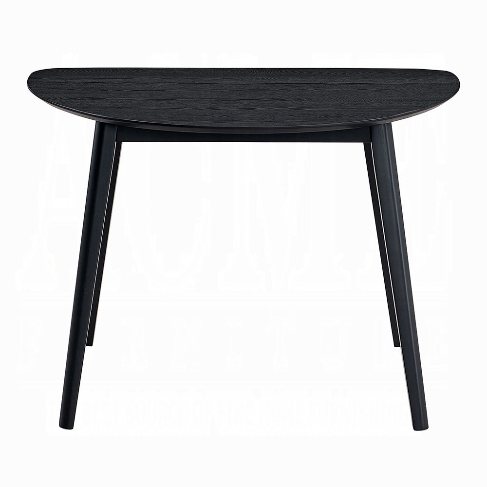 Contemporary Black Finish Dining Table 1pc Wooden Kitchen Furniture Unique Shape Tabletop