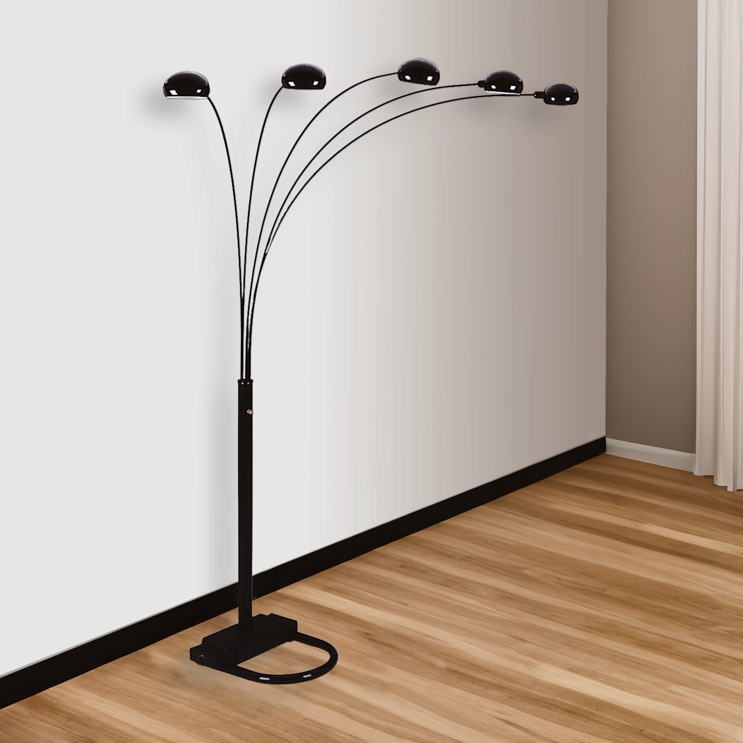 1pc Modern Design Classic Peacock Shade 82" Floor Lamp Black Living Room