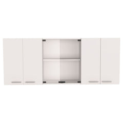 Superior 150 Wall Cabinet With Glass, Four Interior Shelves, Two Double Door -White