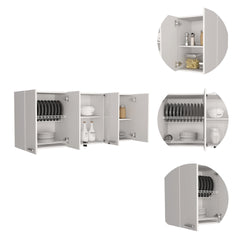 Superior 150 Wall Cabinet With Glass, Four Interior Shelves, Two Double Door -White
