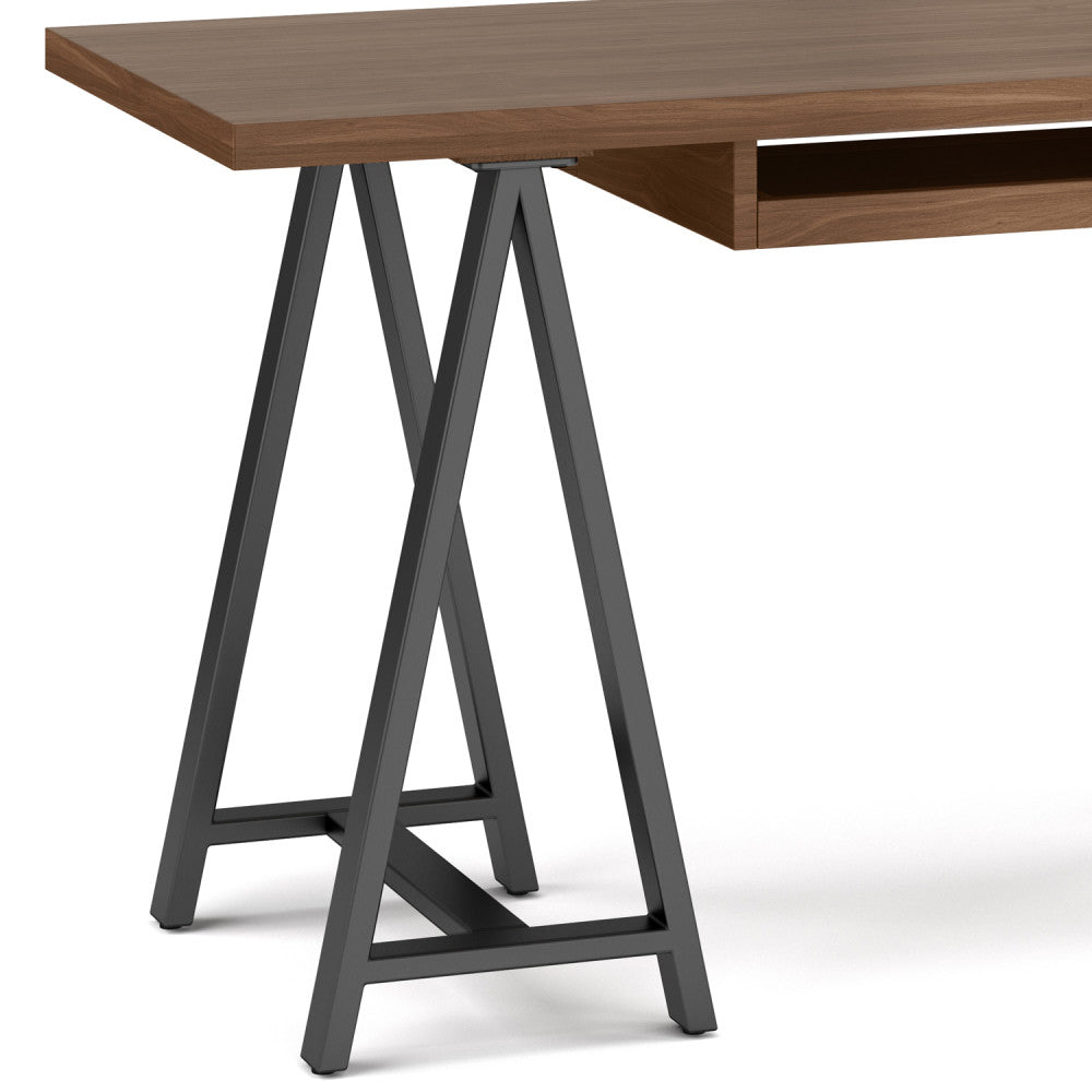 Sawhorse - Solid Walnut Veneer and Metal Desk - Walnut