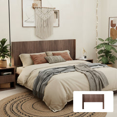 Wood Headboard Queen Size, 64.4" Wide Wooden Queen Headboard Only, Modern Farmhouse Headboards, Wall Mounted Fluted Panel, Wingback Boho Headboards, Walnut
