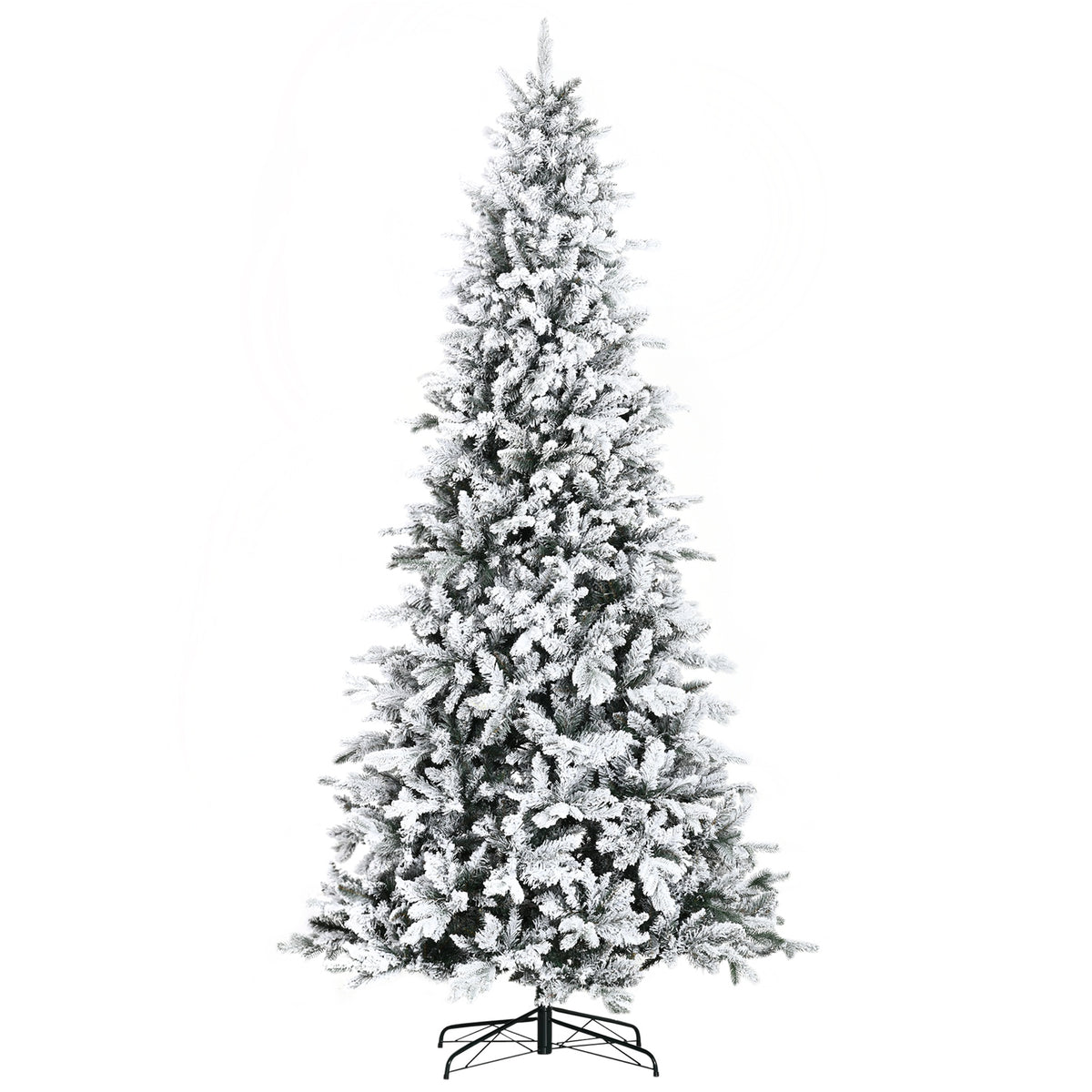 HOMCOM 9 Foot Pine Snow Flocked Artificial Christmas Tree with 616 Realistic Cedar Branches, Auto Open, Home Holiday Decoration, Green