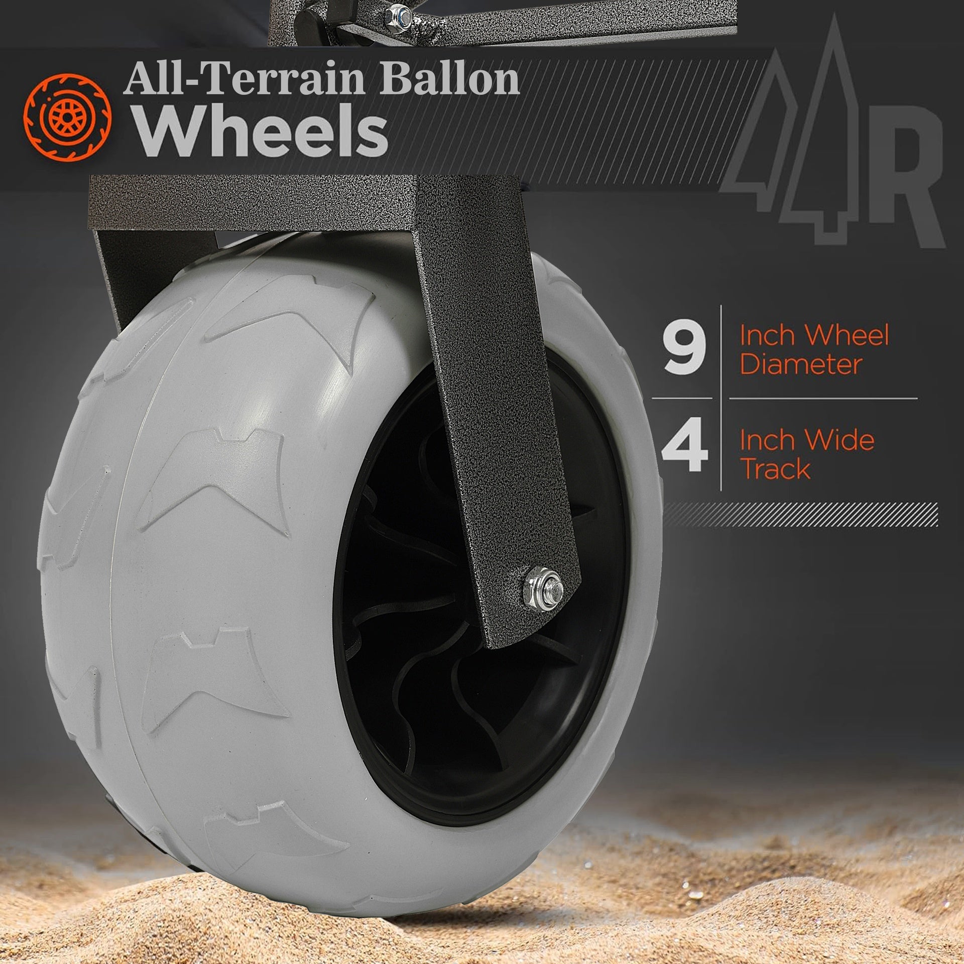 9" x 4" All-Terrain Balloon Wheels! 300L XL Heavy-Duty Folding Wagon Cart - 480lbs Capacity, Conquers Sand & Rough Terrain, w/Brakes, Pockets, Cup Holders, Black/Gray