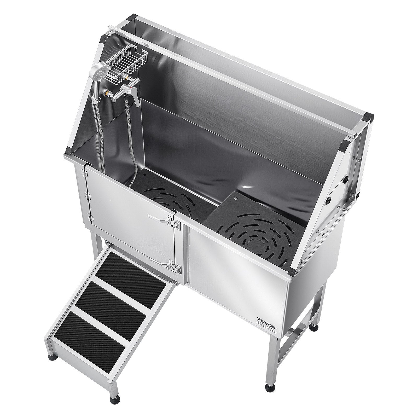 50 Inch Dog Grooming Bath Tub Stainless Steel w Ramp Water Filter Left