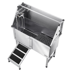 50 Inch Dog Grooming Bath Tub Stainless Steel w Ramp Water Filter Left