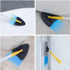 Tub Tile Scrubber Brush 2 in 1 Cleaning Brush Pole Stiff Bristles Scouring Pads for Cleaning Bathroom Kitchen Toilet Wall Tub Tile Sink Non-scratch
