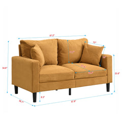 57 " High Resilience Loveseat Sofa, Wooden Frame 2 Seat Sofa, Comfy , Small Space Saving Modern Upholstered Sofa, Living Room Bedroom Apartment Small Space , Orange