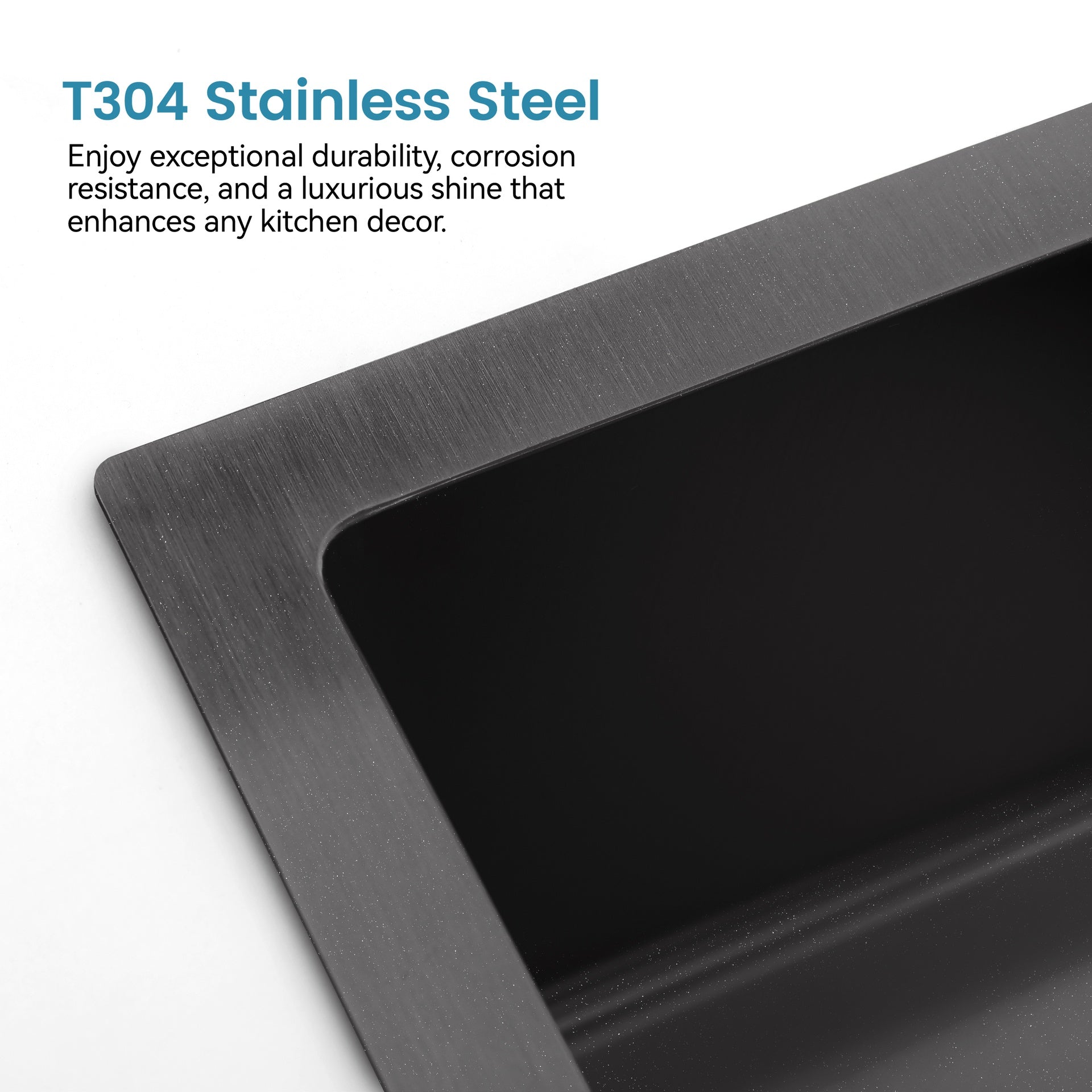 Stainless Steel Kitchen Sink, 30″x19″ Single Bowl, Overmount Handmade Sink in Black, with US Standard Drain and Hook