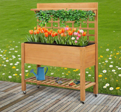 Elevated Garden Raised Bed Solid Wood Planter Flower Herb Boxes