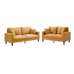 Two Piece Sofa Set, Living Room Three seater+Two seater, Comfy , Modern Upholstered Sofa, Living Room Bedroom Apartment Small Space , Corduroy , Orange