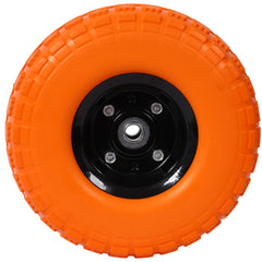 Heavy-Duty Flat free PU foam Tire and Wheel - 4.10/3.50-4",  10" Diameter, 5/8" Axle Bore Hole, 2.2" Offset Hub and Double Sealed Bearings for Hand Trucks Replacement,orange color