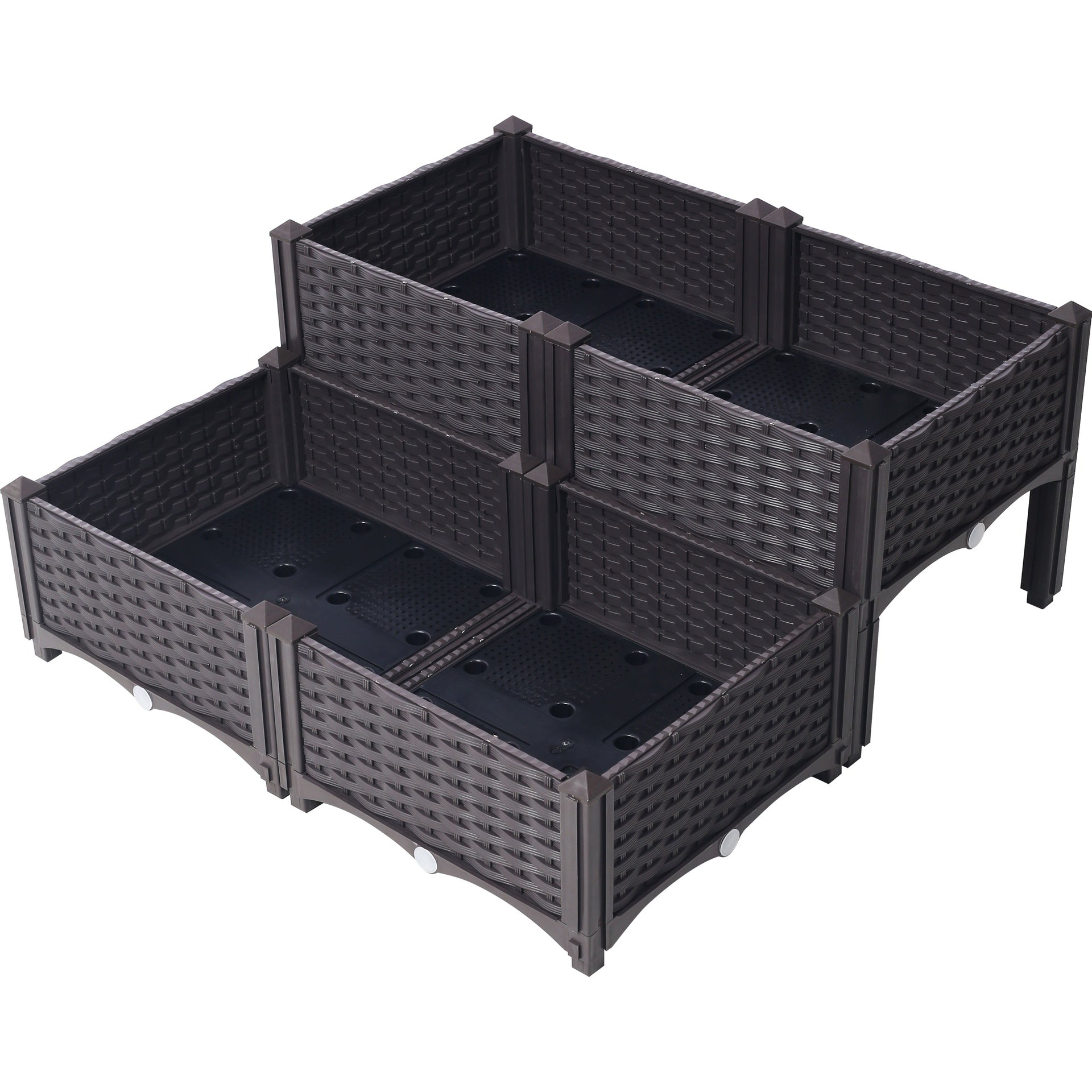 4 Piece Raised Garden Bed with Legs, Self-Watering Planter Box Raised Bed to Grow Flowers, Herbs & Vegetables, Brown