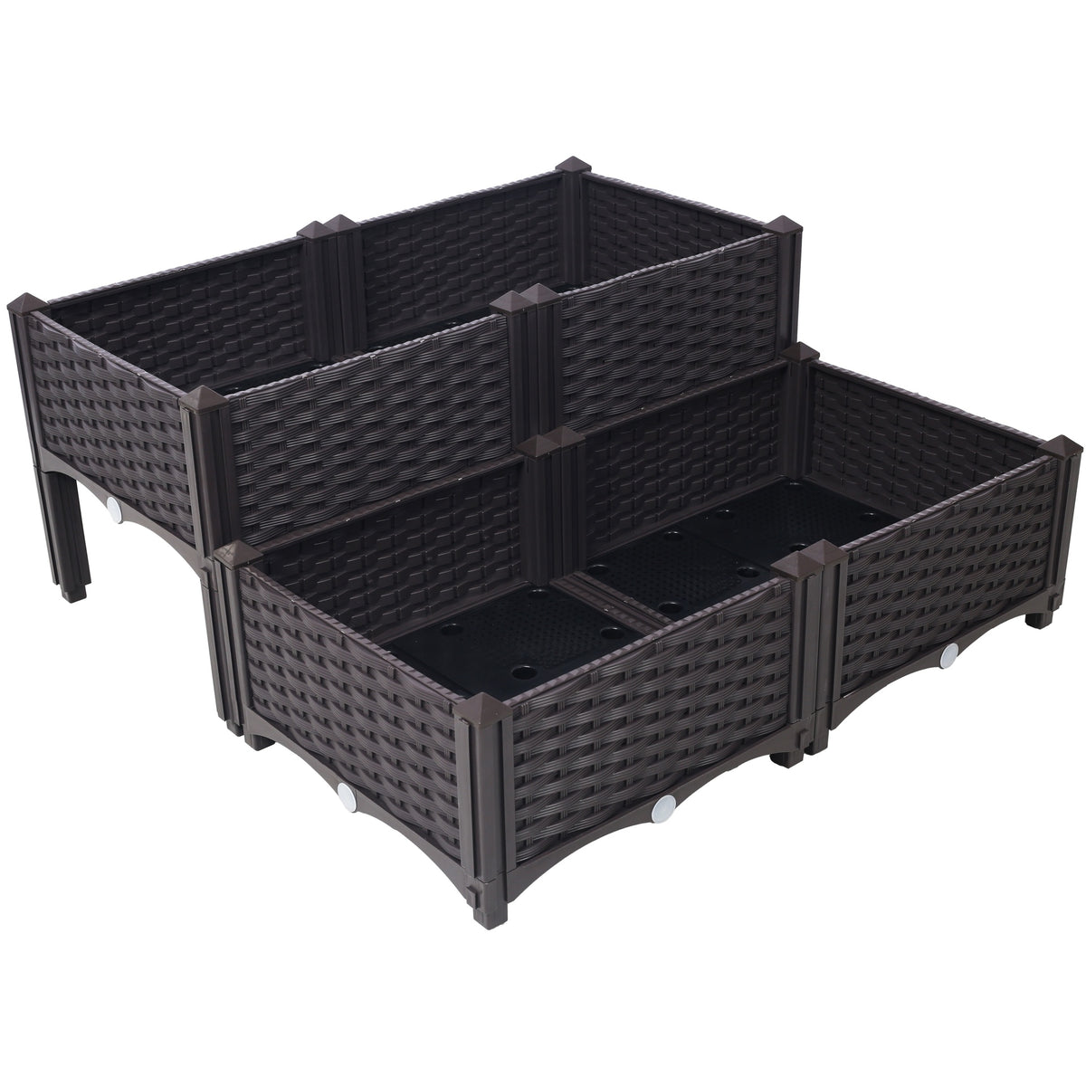 4 Piece Raised Garden Bed with Legs, Self-Watering Planter Box Raised Bed to Grow Flowers, Herbs & Vegetables, Brown