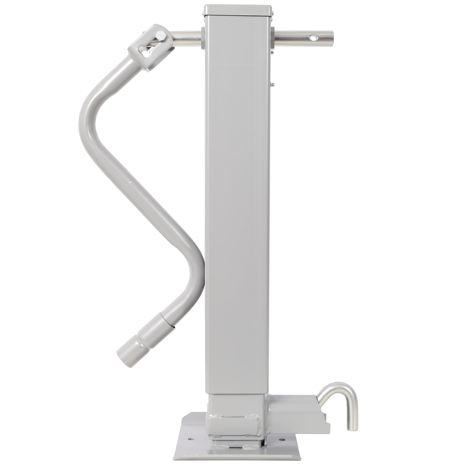 Weld On Trailer Jack, 12,000 lbs. Capacity, Sidewind Crank, No Mount Square Jack Tube,26 Inch Travel, Heavy-Duty Square Tube, GRAY Color