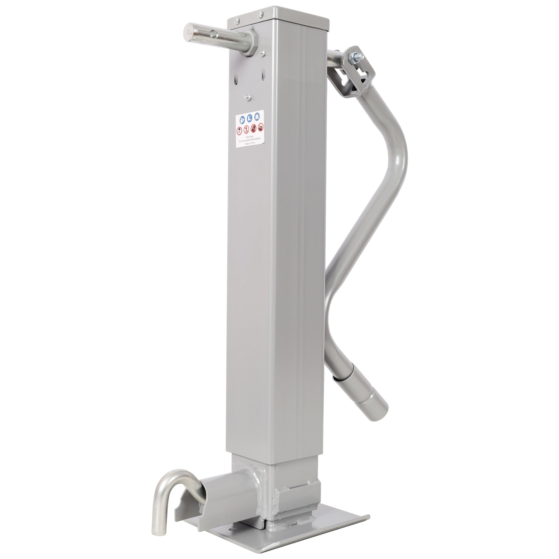 Weld On Trailer Jack, 12,000 lbs. Capacity, Sidewind Crank, No Mount Square Jack Tube,26 Inch Travel, Heavy-Duty Square Tube, GRAY Color