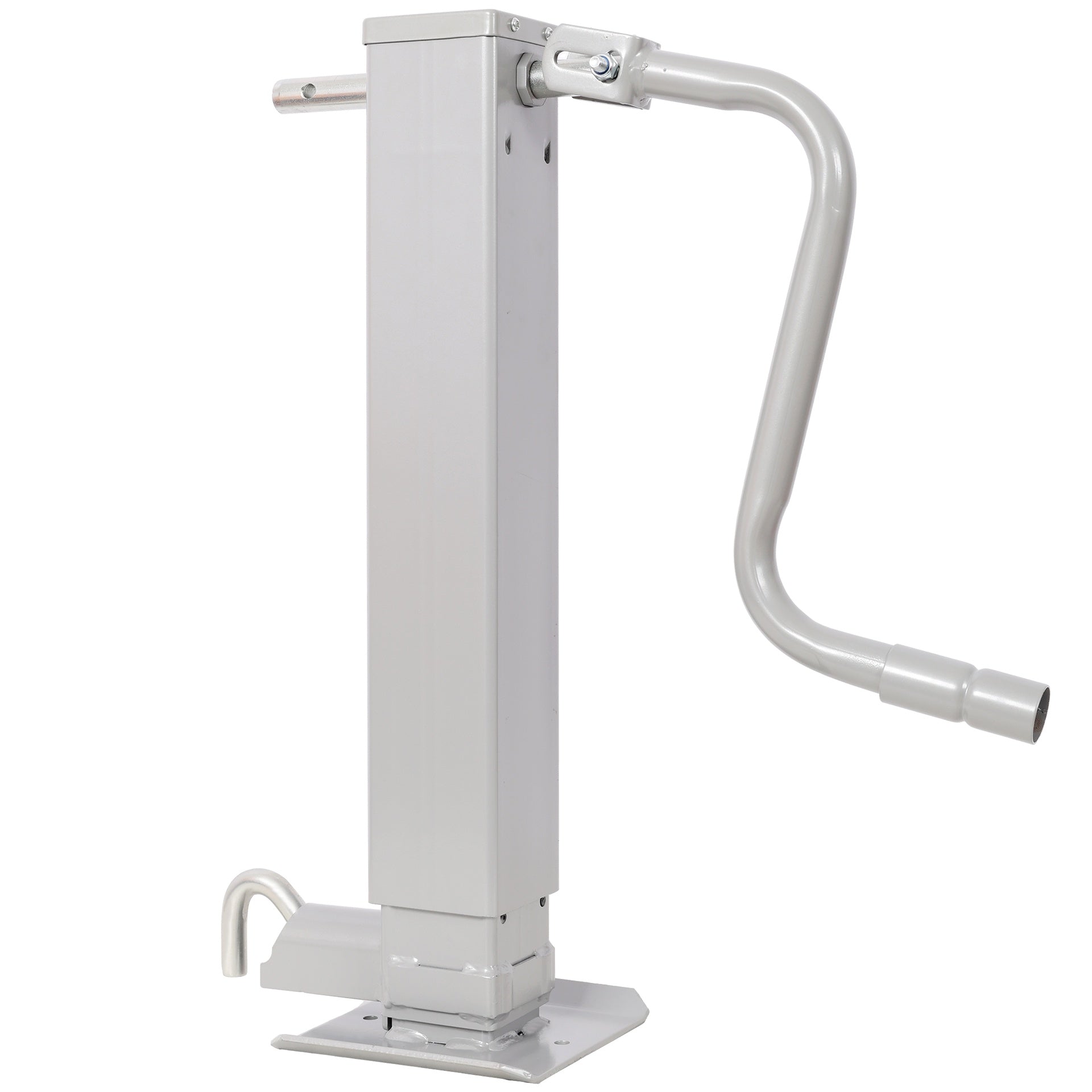 Weld On Trailer Jack, 12,000 lbs. Capacity, Sidewind Crank, No Mount Square Jack Tube,26 Inch Travel, Heavy-Duty Square Tube, GRAY Color