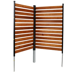 Air Conditioner Fence, 60in H x 38in W (2-Panel),Wood Fence Panels Trash Can Fences with Metal Stakes,Outdoor Freestanding Trash Can Fence