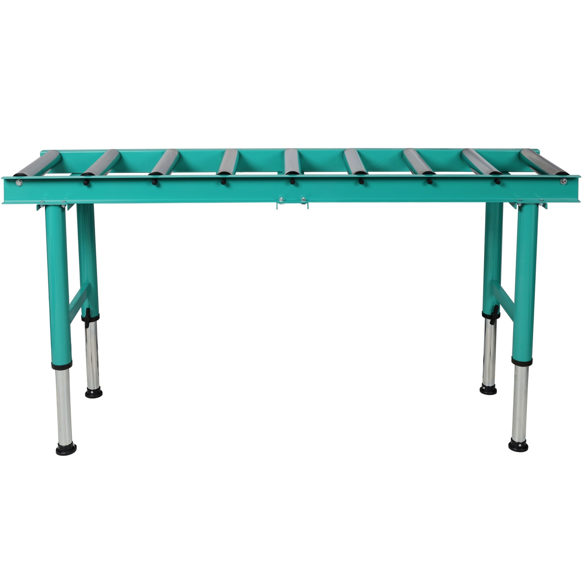 9 Roll Heavy Duty Adjustable Height Length Conveyor Roller Stand,440 lbs. Weight Capacity, Green Color