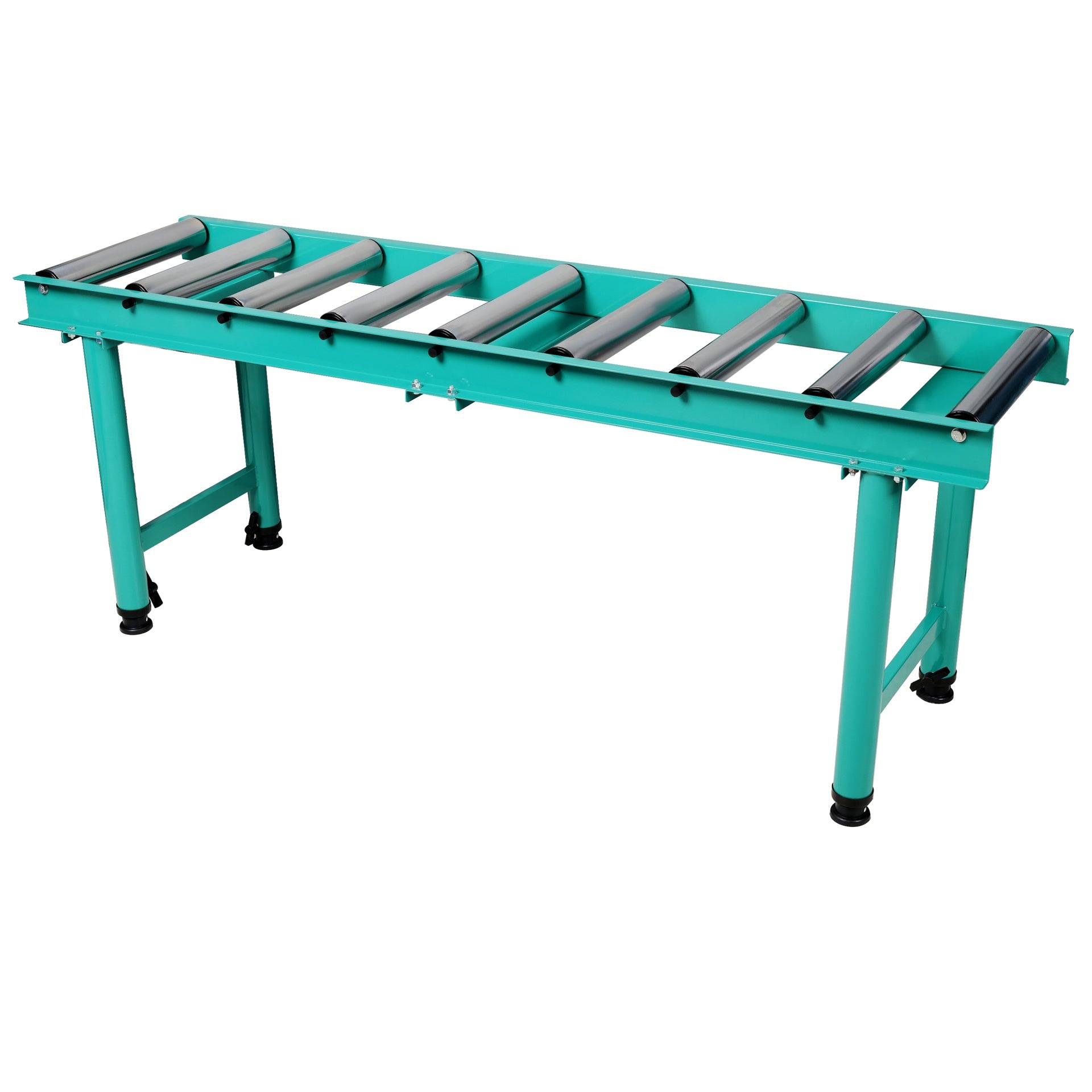 9 Roll Heavy Duty Adjustable Height Length Conveyor Roller Stand,440 lbs. Weight Capacity, Green Color