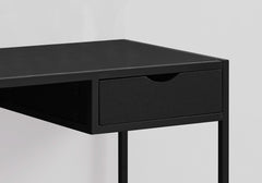 Computer Desk, Home Office, Laptop, Storage Drawer, 42"l, Work, Black Laminate, Black Metal, Contemporary, Modern