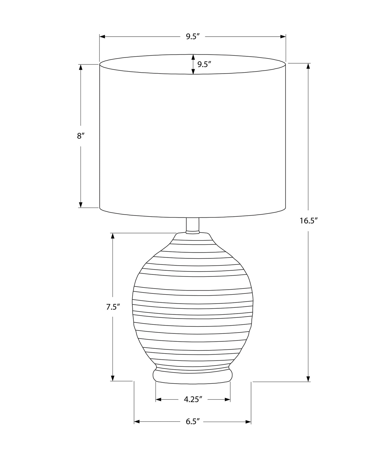 Lighting, 17"h, Table Lamp, Black Ceramic, Ivory / Cream Shade, Transitional