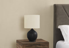 Lighting, 17"h, Table Lamp, Black Ceramic, Ivory / Cream Shade, Transitional