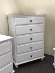 Modern Style 1pc Chest Five Drawers White Finish Knob Handles Bedroom Furniture