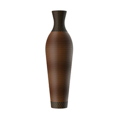 Hand-Woven PVC Rattan Floor Vase, 39 Inch Tall Black Gray Decorative Vase for Home Decor, Farmhouse Boho Style Vase for Living Room, Entryway, Office (5.5in Top Diameter)
