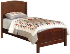 Cherry Finish 1pc Full Size Bed Youth Bedroom Furniture Unique Headboard Footboard Rubberwood