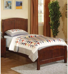 Cherry Finish 1pc Full Size Bed Youth Bedroom Furniture Unique Headboard Footboard Rubberwood