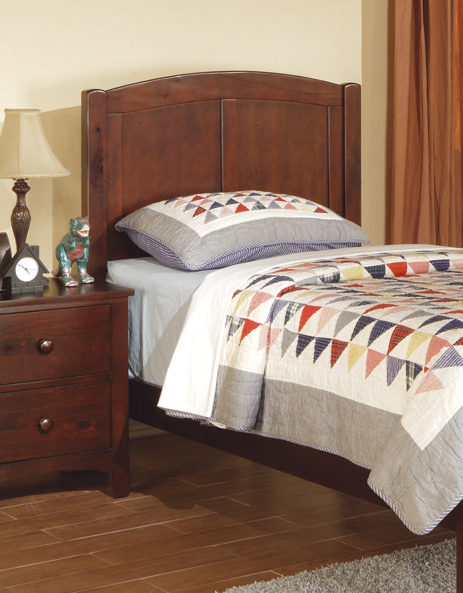 Cherry Finish 1pc Full Size Bed Youth Bedroom Furniture Unique Headboard Footboard Rubberwood
