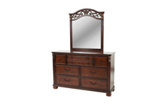 Traditional Style 1pc Dresser Bun Feet Pull Handles Round Knobs Dark Cherry Finish Bedroom Furniture