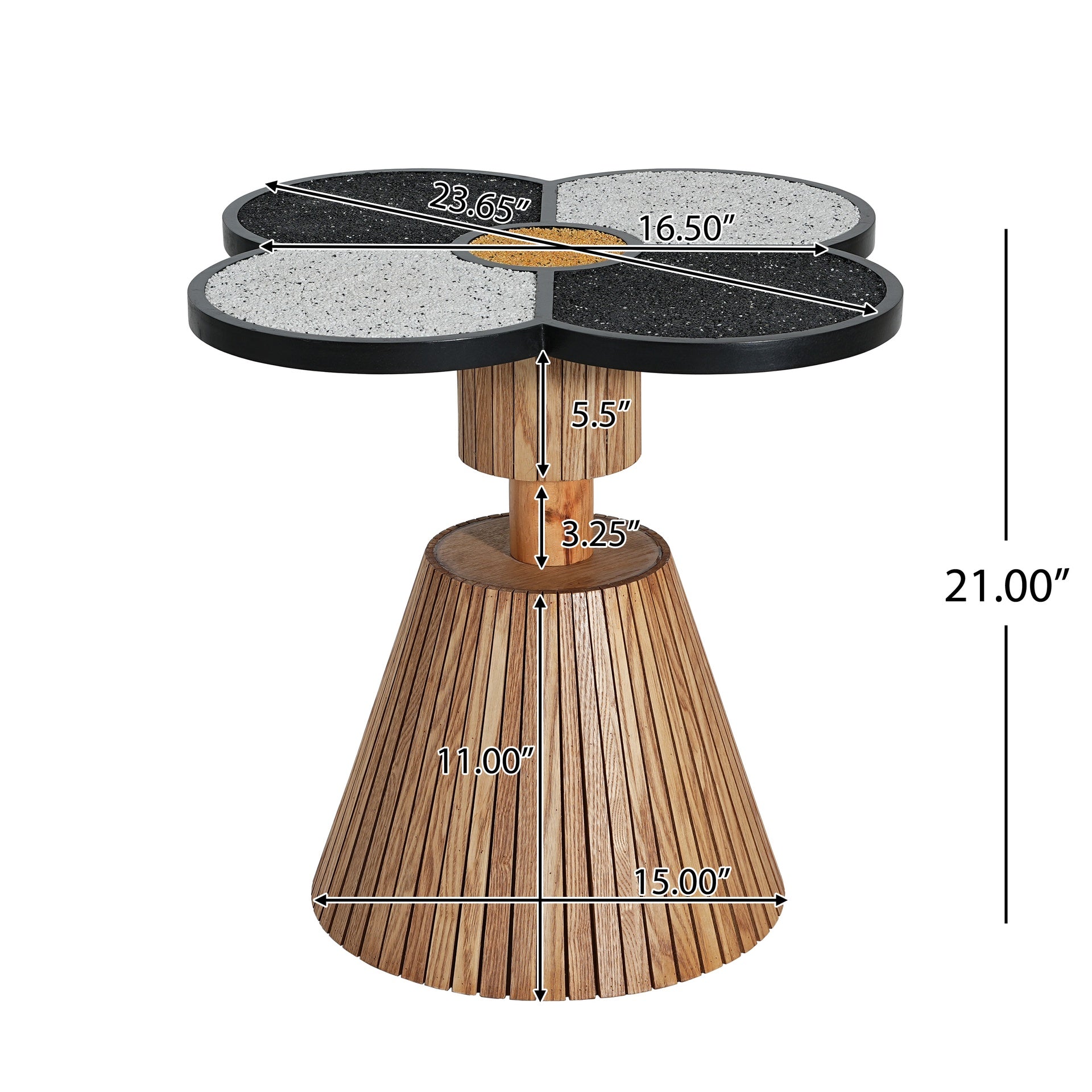 Unique Four-Leaf Clover Side Table for Living Room, Bedroom & Small Spaces – Decorative Accent Table with Wood-Grain Base