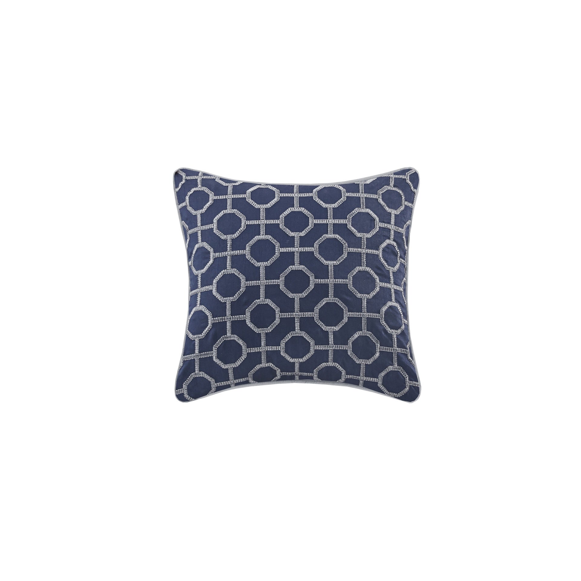 4 Piece Jacquard Quilt Set with Throw Pillow Navy King/Cal King