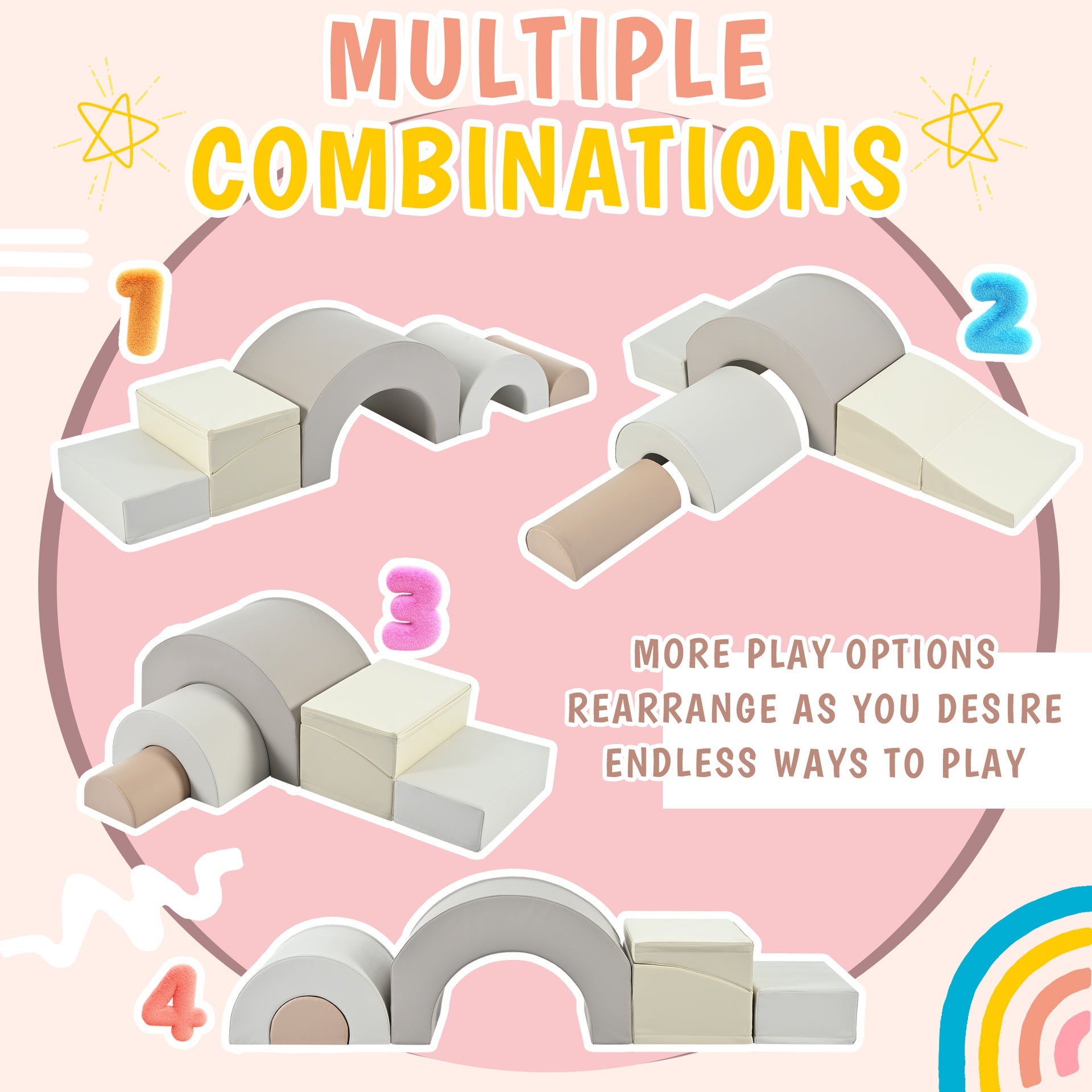 5-Piece Kids Climbing Toys for Toddlers, Foam Climbing Blocks for Babies, Kids Crawling and Climbing Indoor Active Play Structure
