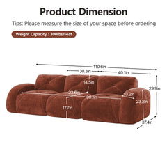 2 Piece Sofa Set Comfy Sofa Couch,  2+3 Seater Sofa Set,Deep Seat Sofa,Soft Velvet Fabric,32D High Density Sponge  Bottom,No Assembly Required, Modern Sofa Set for Living Room, Red Brown