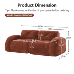 2 Piece Sofa Set Comfy Sofa Couch,  2+3 Seater Sofa Set,Deep Seat Sofa,Soft Velvet Fabric,32D High Density Sponge  Bottom,No Assembly Required, Modern Sofa Set for Living Room, Red Brown