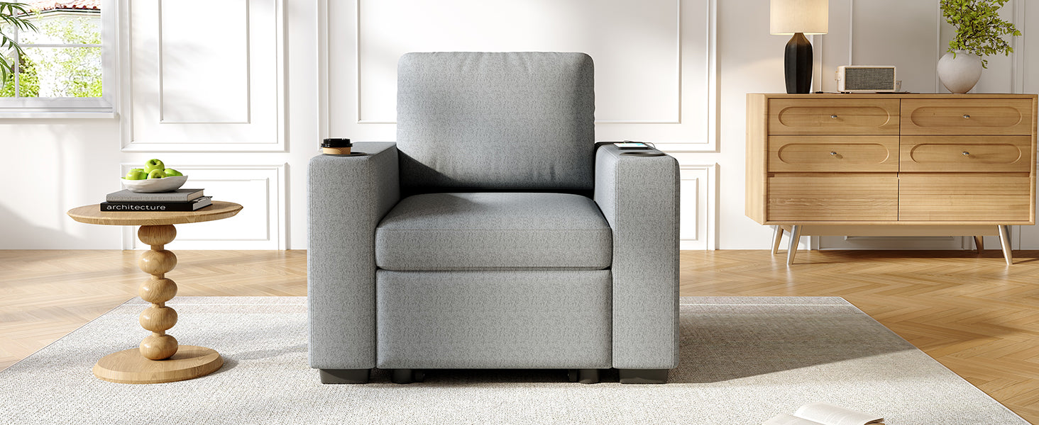 35.4" Modern Sofa Pull-out Sofa Bed Sofa Couch Single Sofa Chair for Living Room, Gray
