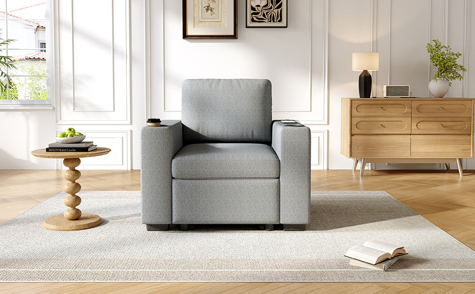 35.4" Modern Sofa Pull-out Sofa Bed Sofa Couch Single Sofa Chair for Living Room, Gray