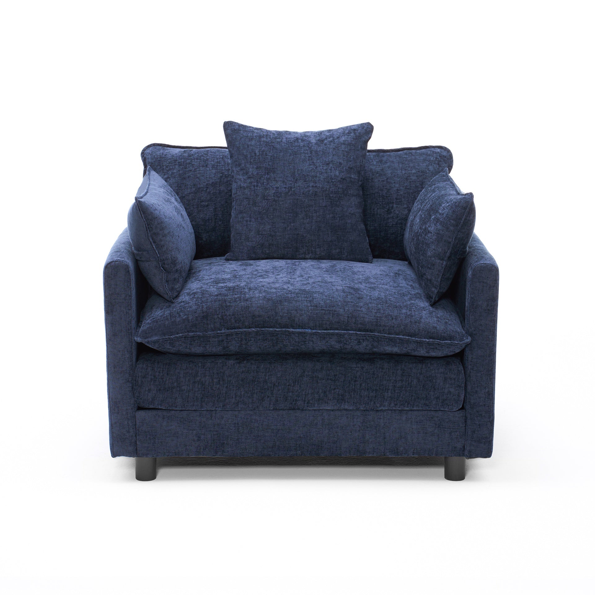 39.4" Modern Accent Chair with Ottoman, Living Room Club Chair Chenille Upholstered Armchair , Reading Chair for Bedroom, Blue Chenille