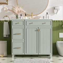36" Bathroom Vanity with Ceramic Sink, Standard and Double-Layer Drawers, Soft Close Doors, Adjustable Shelves, Modern Storage Cabinet for Small and Medium Bathrooms