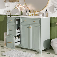 36" Bathroom Vanity with Ceramic Sink, Standard and Double-Layer Drawers, Soft Close Doors, Adjustable Shelves, Modern Storage Cabinet for Small and Medium Bathrooms