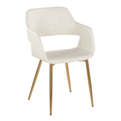 Margarite Contemporary Dining/Accent Chair in Gold Metal and Cream Faux Leather by LumiSource - Set of 2