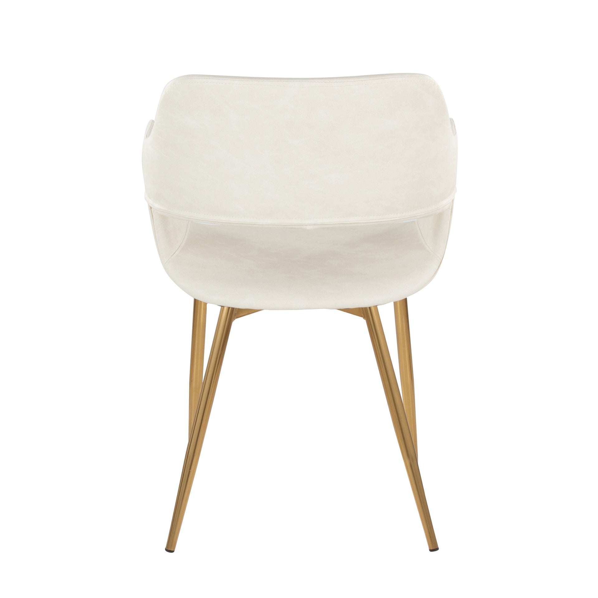 Margarite Contemporary Dining/Accent Chair in Gold Metal and Cream Faux Leather by LumiSource - Set of 2